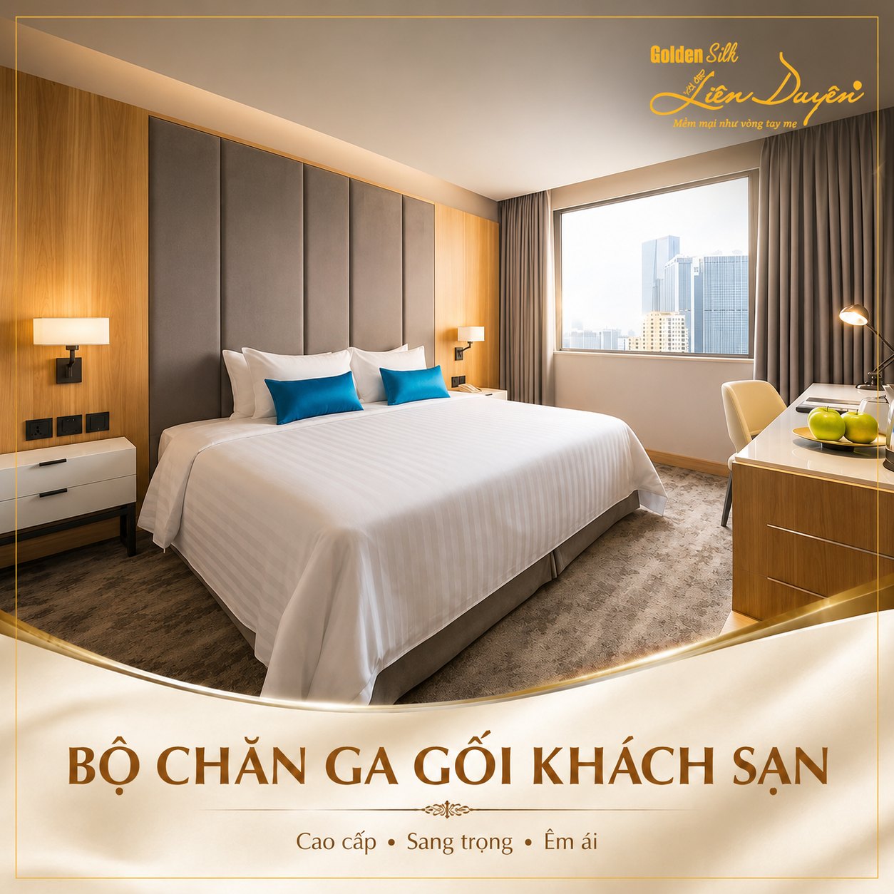 Bộ Chăn Ga Gối Khách Sạn 2 Sao – Vải CVC Bộ Chăn Ga Gối Khách Sạn 2 Sao – Vải CVC - GoldenSilk