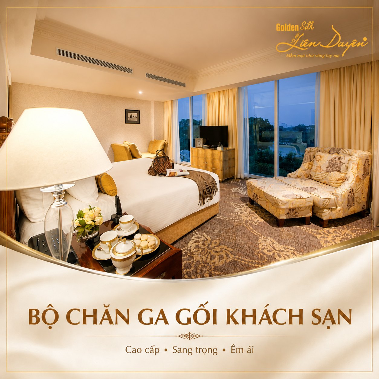 Bộ chăn ga gối khách sạn 4 sao, 7 sản phẩm (Mã SP: GS015) Bộ chăn ga gối khách sạn 4 sao, 7 sản phẩm (Mã SP: GS015) - GoldenSilk