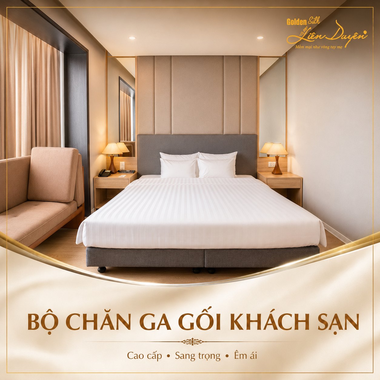 Bộ chăn ga gối khách sạn 5 sao, 3 sản phẩm (Mã SP: GS008) Bộ chăn ga gối khách sạn 5 sao, 3 sản phẩm (Mã SP: GS008) - GoldenSilk