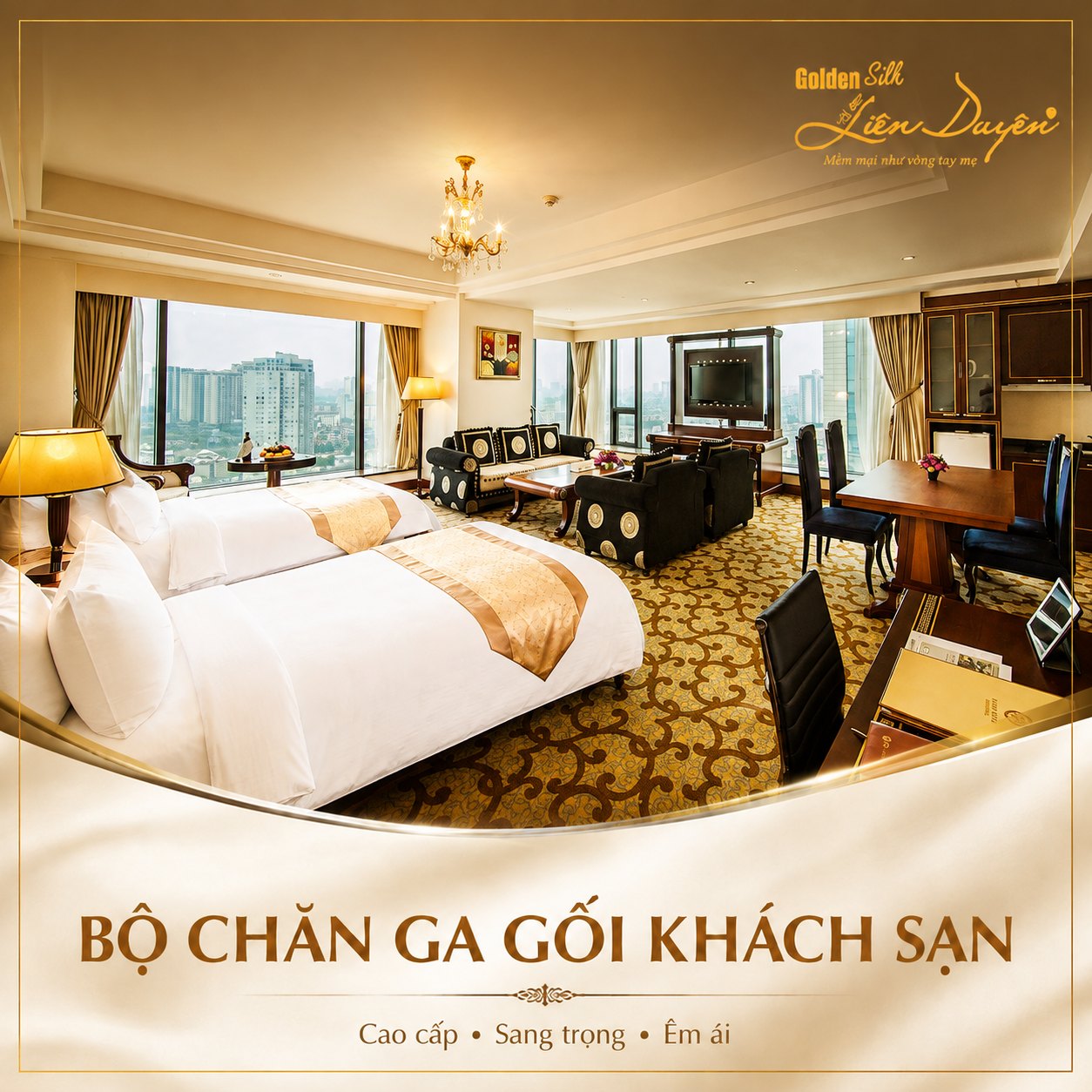 Bộ chăn ga gối khách sạn 5 sao, 3 sản phẩm (Mã SP: GS011) Bộ chăn ga gối khách sạn 5 sao, 3 sản phẩm (Mã SP: GS011) - GoldenSilk