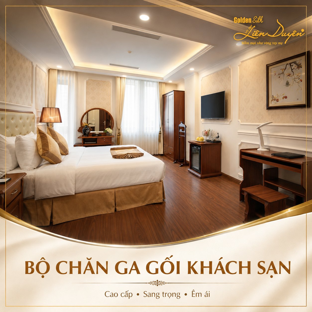 Bộ chăn ga gối khách sạn 5 sao, 3 sản phẩm (Mã SP: GS020) Bộ chăn ga gối khách sạn 5 sao, 3 sản phẩm (Mã SP: GS020) - GoldenSilk