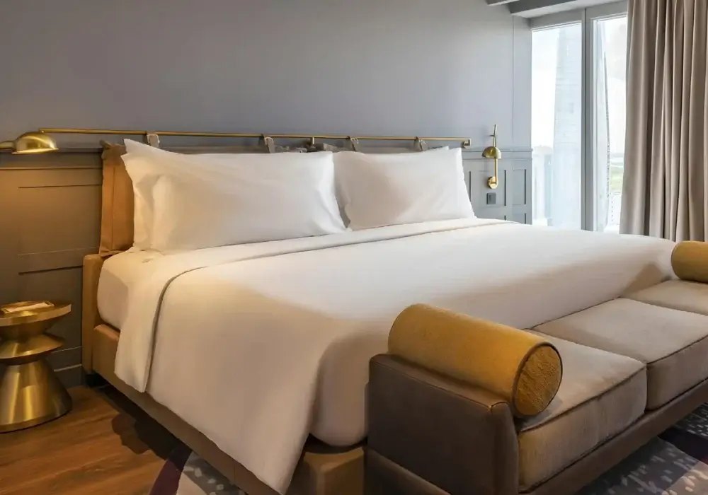 Bộ Chăn Ga Gối Khách Sạn T250 Trắng Trơn 4 Bộ Chăn Ga Gối Khách Sạn T250 Trắng Trơn - GoldenSilk - hình chi tiết 1