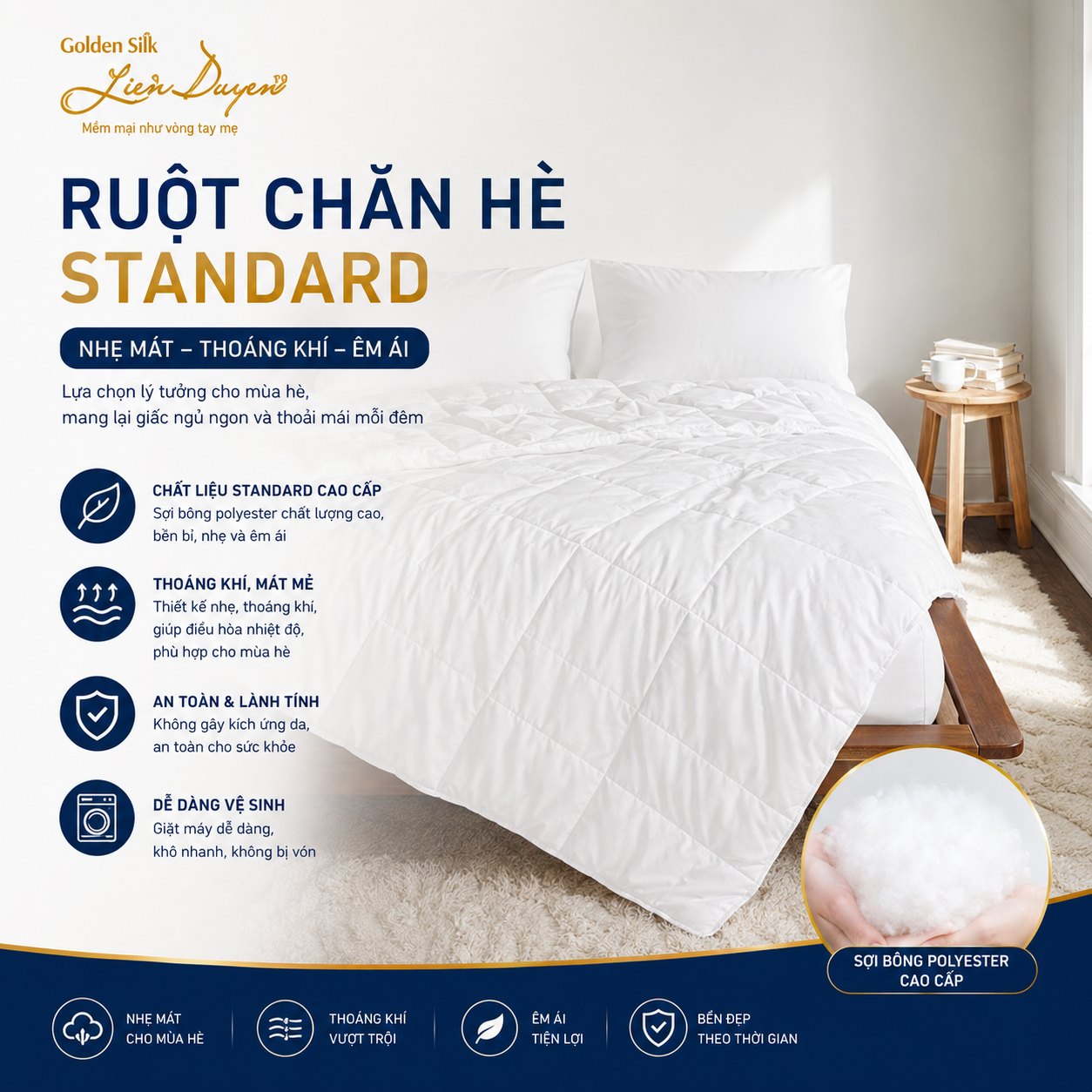 Ruột chăn hè Standard Ruột chăn hè Standard - GoldenSilk