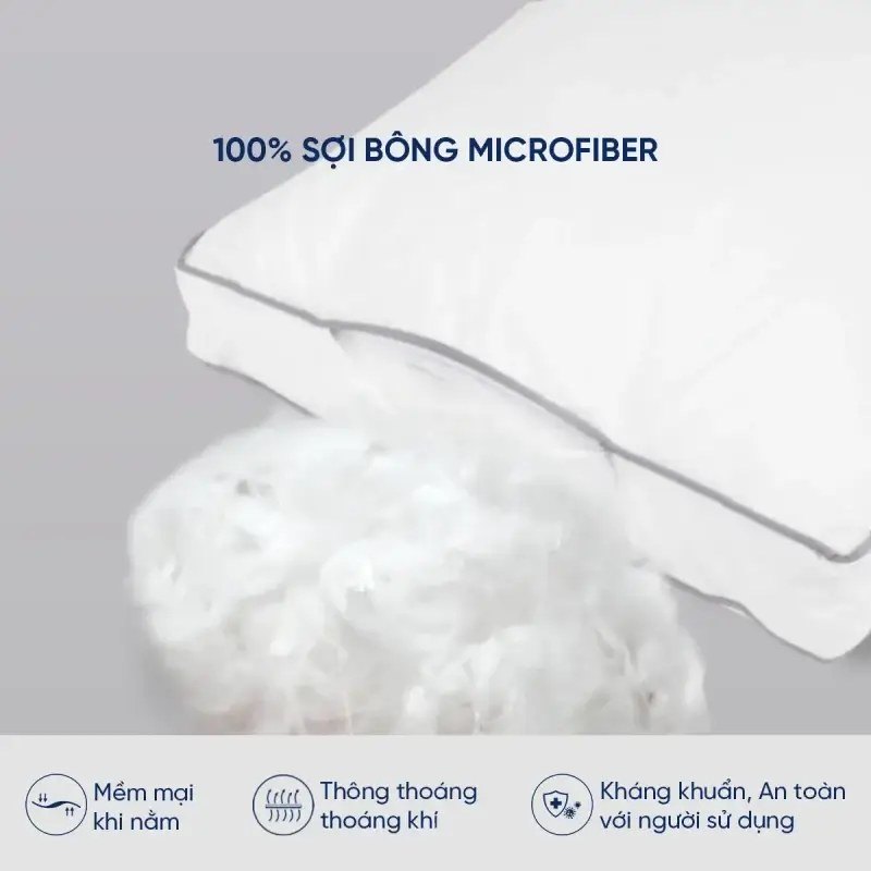 Ruột gối Micro lông vũ nhân tạo cao cấp kháng khuẩn 2 Ruột gối Micro lông vũ nhân tạo 2 viền cao cấp kháng khuẩn - GoldenSilk - hình chi tiết 2