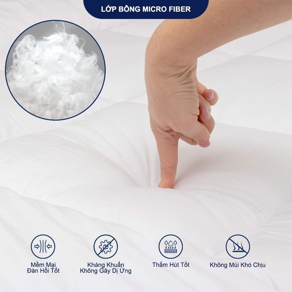 Tấm Nệm Topper Microfiber lông vũ nhân tạo 2 Tấm Nệm Topper Microfiber lông vũ nhân tạo - GoldenSilk - hình chi tiết 2