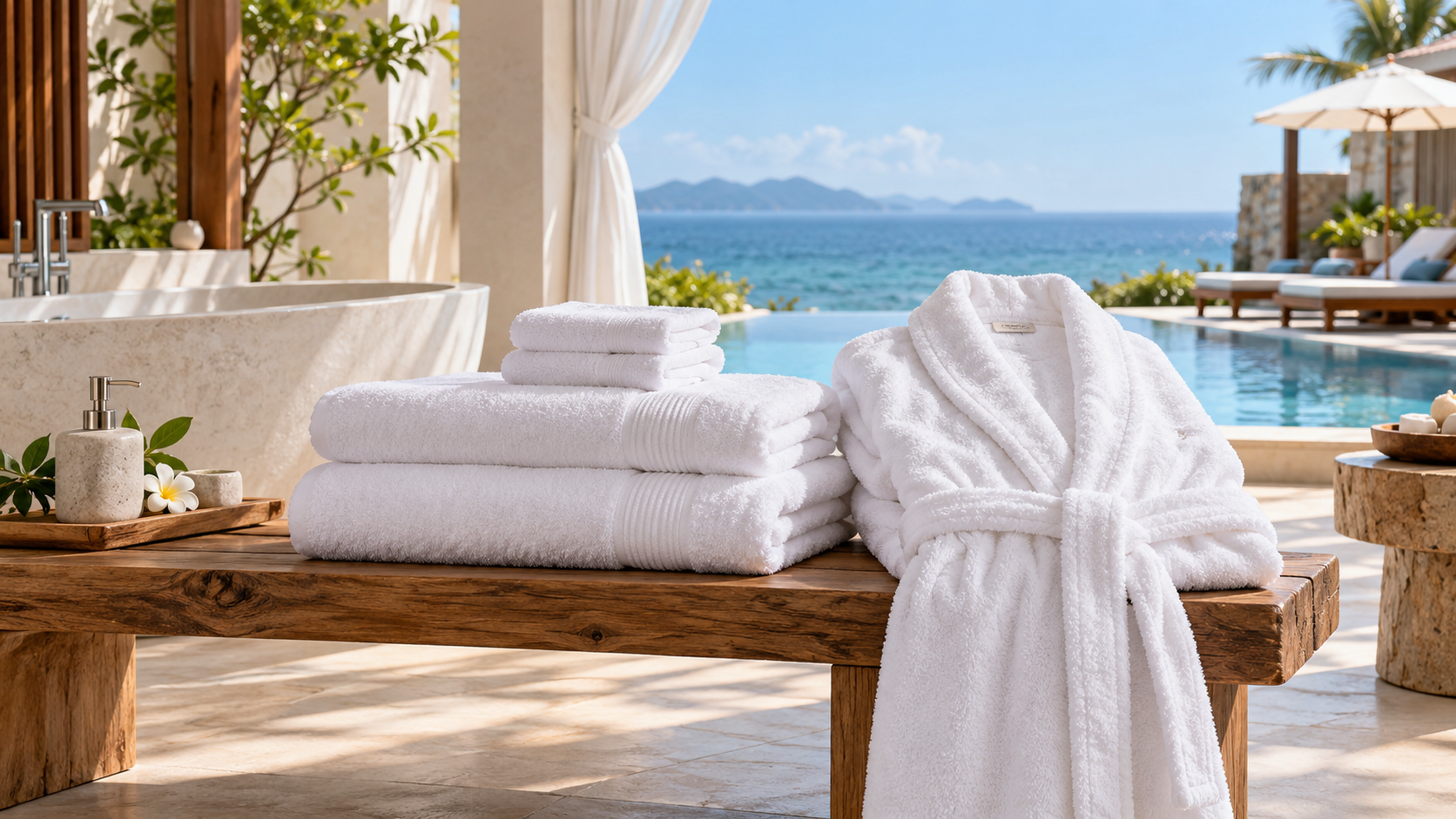 Khăn tắm và áo choàng cho resort ven biển