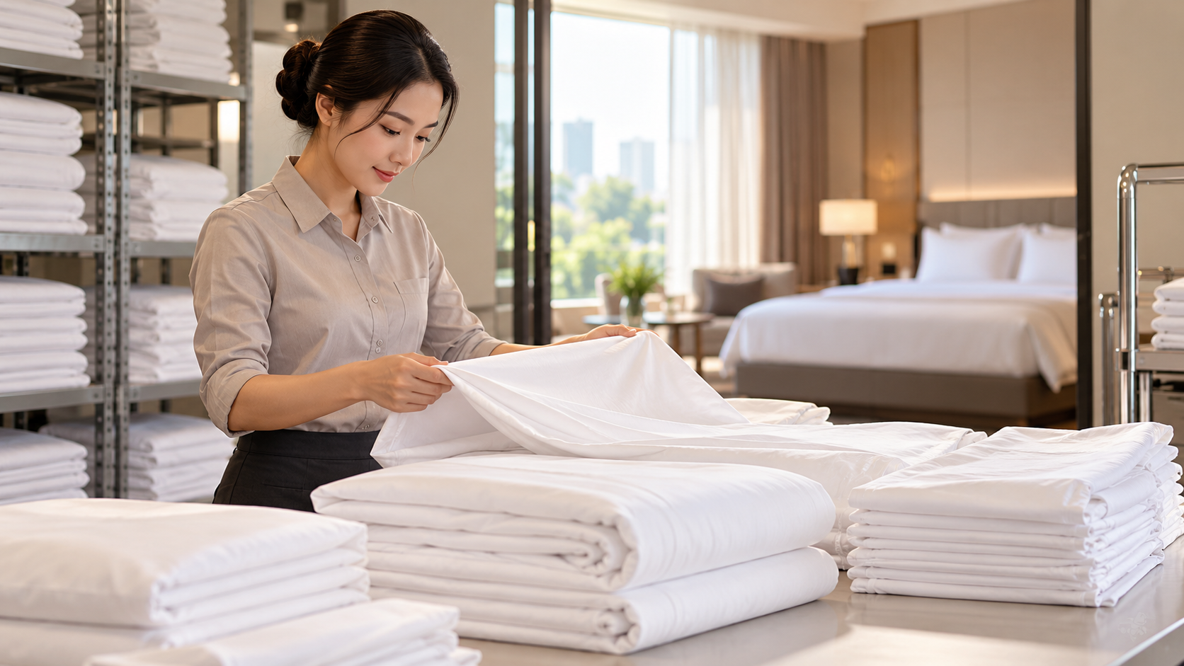 Đóng gói và bàn giao bộ linen khách sạn