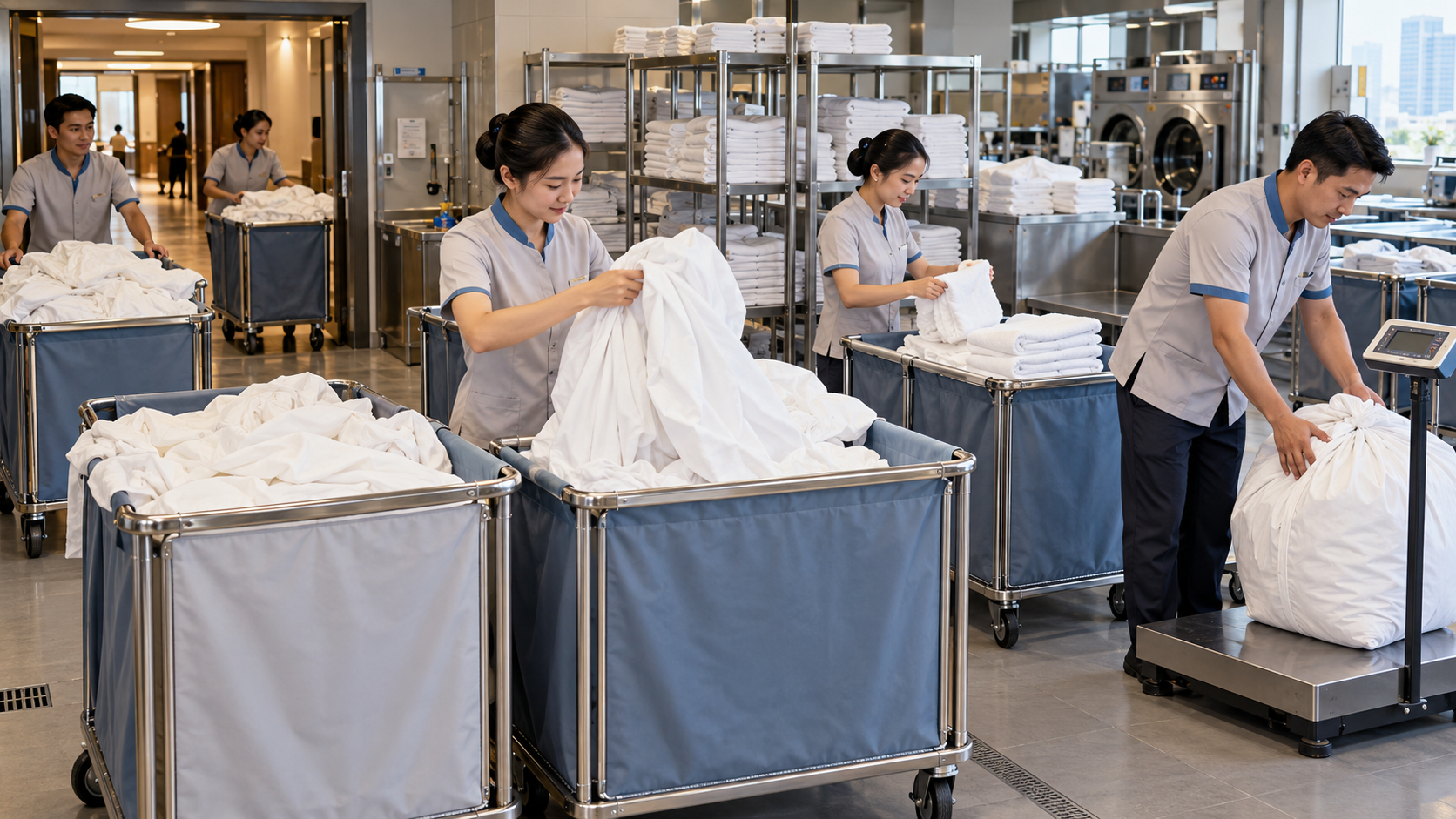 Phân loại linen trước khi giặt trong khách sạn